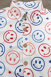 American Smiley Face Button Down Top | Sparkle in Pink