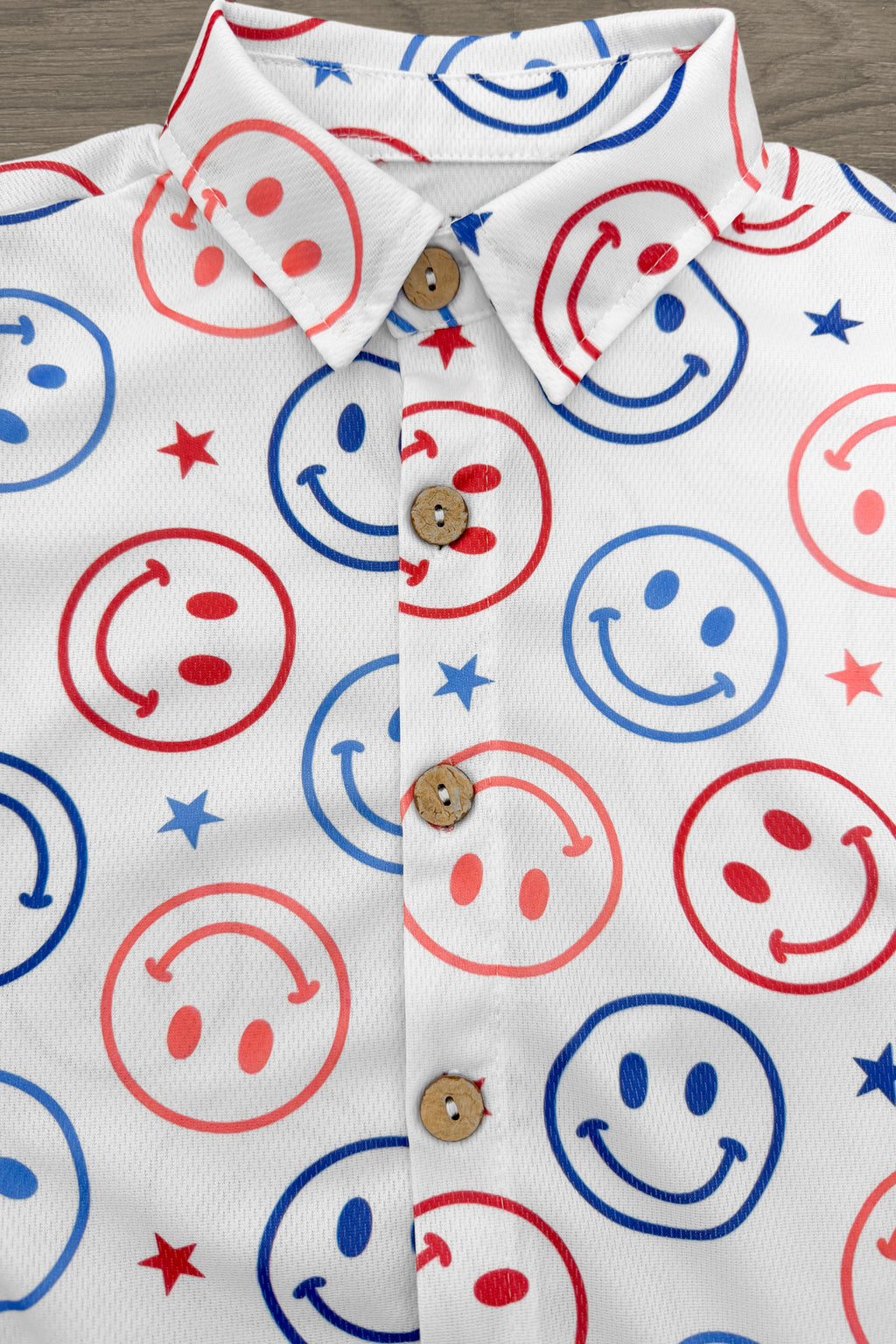 American Smiley Face Button Down Top | Sparkle in Pink