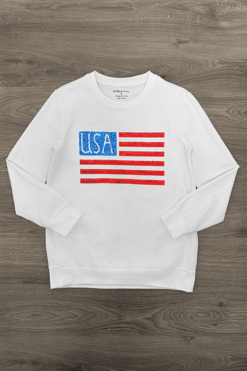 Mom & Me - "USA" Sequin Flag Pullover | Sparkle in Pink