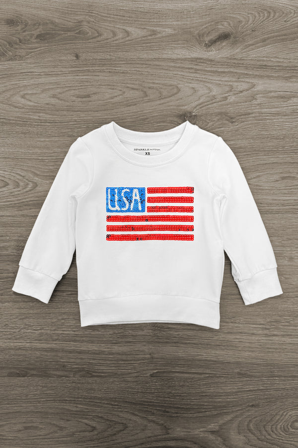 Mom & Me - "USA" Sequin Flag Pullover | Sparkle in Pink