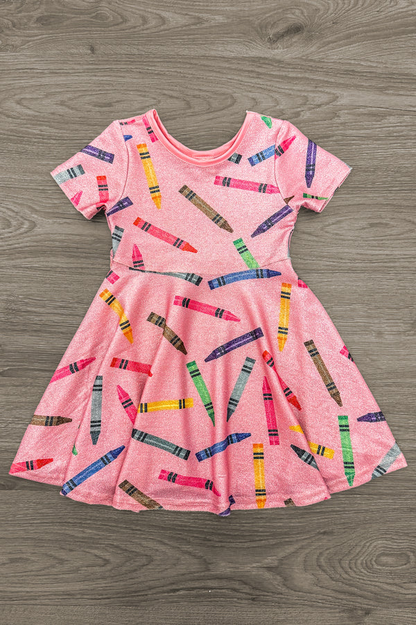 Mom & Me - Pink Glitter Crayon Dress | Sparkle in Pink