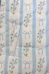 Mom & Me - Blue & White Floral Bow Vest Set - CHILD-6-12 Months - Blue and white striped fabric with vertical floral and bow patterns.