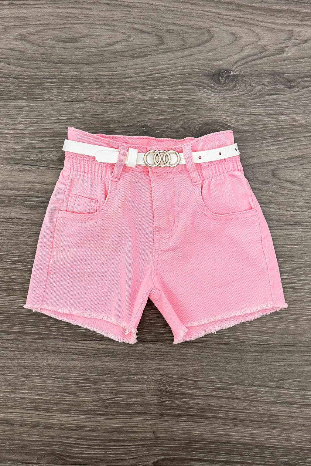 White & Pink Flower Print Denim Short Set | Sparkle in Pink