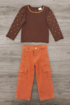 Rust Gemstone Denim Pant Set