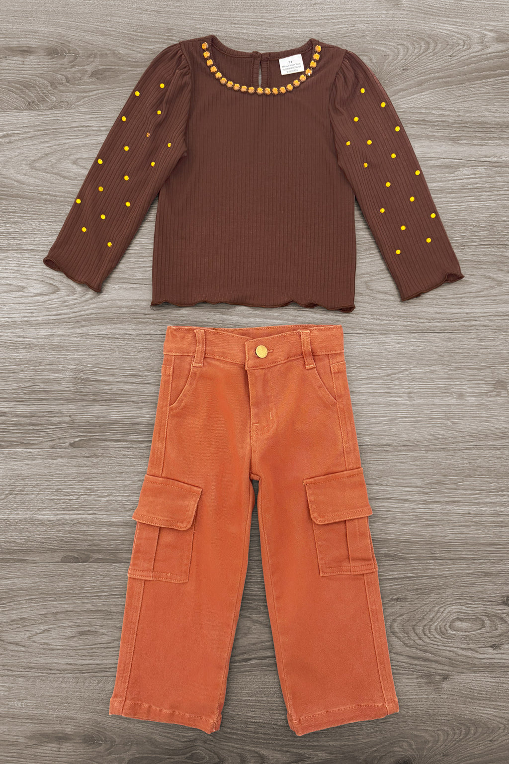 Rust Gemstone Denim Pant Set