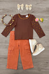 Rust Gemstone Denim Pant Set