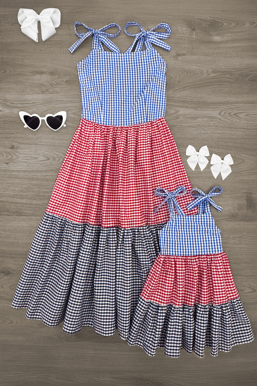 Mom & Me - Red White & Blue Gingham Dress | Sparkle in Pink
