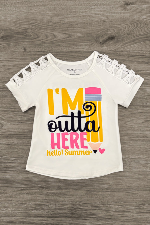 "I'm Outta Here, Hello! Summer" School Top | Sparkle in Pink