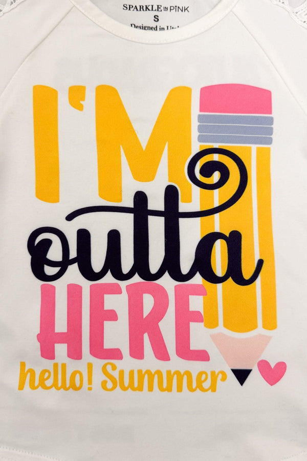 "I'm Outta Here, Hello! Summer" School Top | Sparkle in Pink