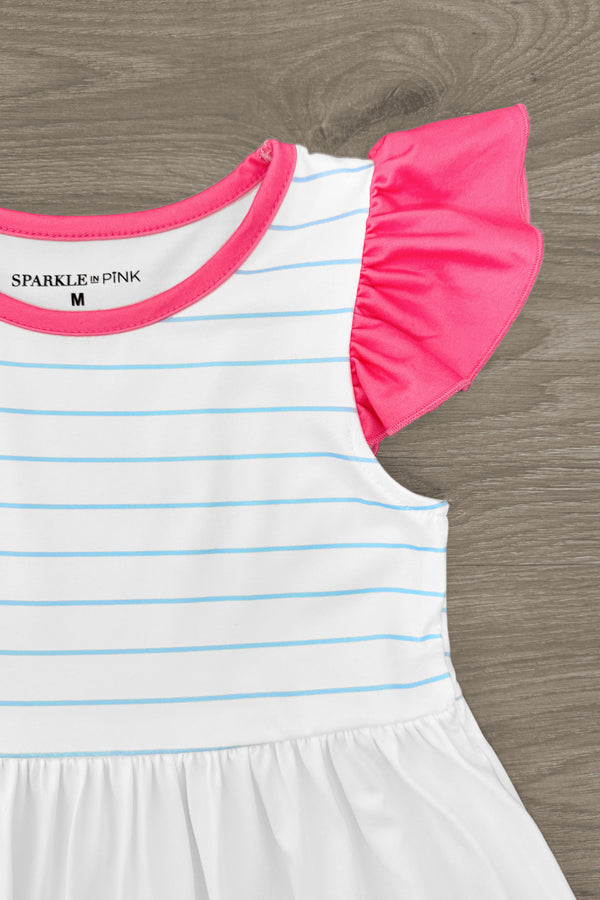 White Notebook & Crayons Dress | Sparkle in Pink