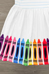 White Notebook & Crayons Dress | Sparkle in Pink