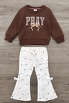 "Pray" Polka Dot Denim Pant Set