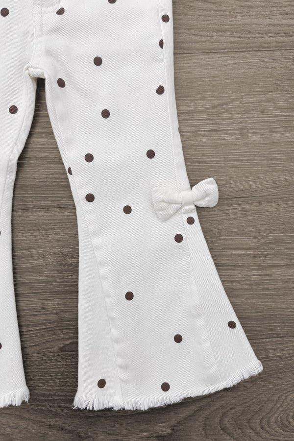 "Pray" Polka Dot Denim Pant Set