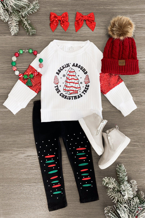 "Rockin' Around The Christmas Tree" Legging Set - Sparkle in Pink