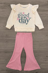 "It's A Good Day To Be Happy" Flare Pant Set