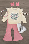 "It's A Good Day To Be Happy" Flare Pant Set