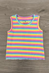 Rainbow Striped Flower Denim Short Set | Sparkle in Pink