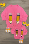 Hot Pink Sequin Pencil Cardigan | Sparkle in Pink