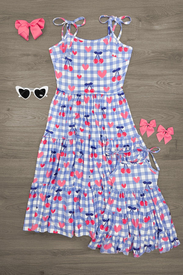 Mom & Me - Gingham Cherry Heart Dress | Sparkle in Pink