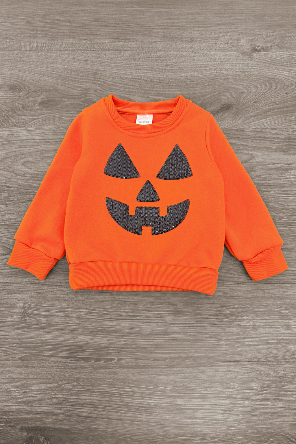 Jack O' Lantern Legging Set - 6-12 Months - Bright orange toddler sweatshirt with a black jack-o'-lantern face on front, ribbed cuffs and hem.