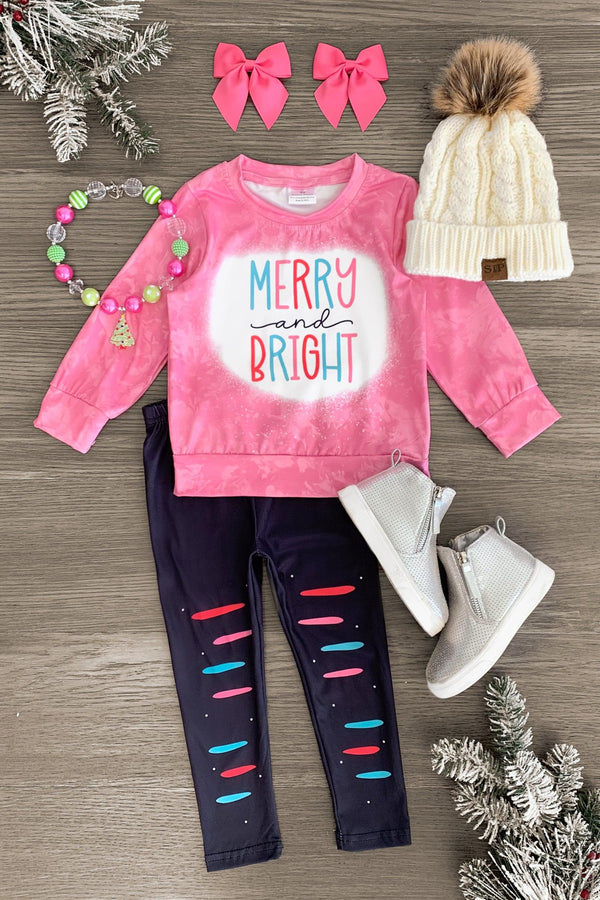 "Merry & Bright" Pink Legging Set - Sparkle in Pink