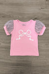 Pink Bow Distressed Denim Short Set | Sparkle in Pink