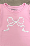 Pink Bow Distressed Denim Short Set | Sparkle in Pink