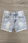 Pink Bow Distressed Denim Short Set | Sparkle in Pink