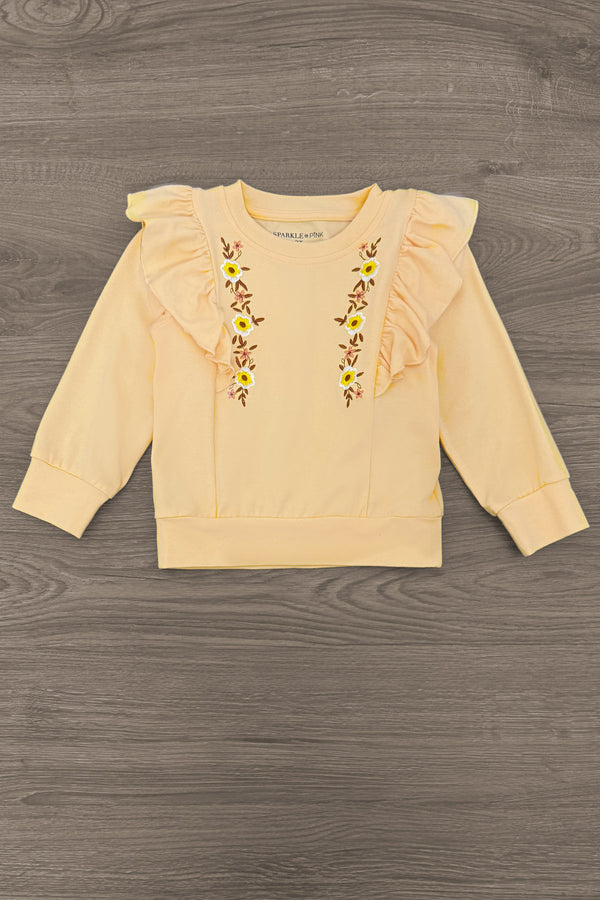 Floral Embroidered Denim Pant Set