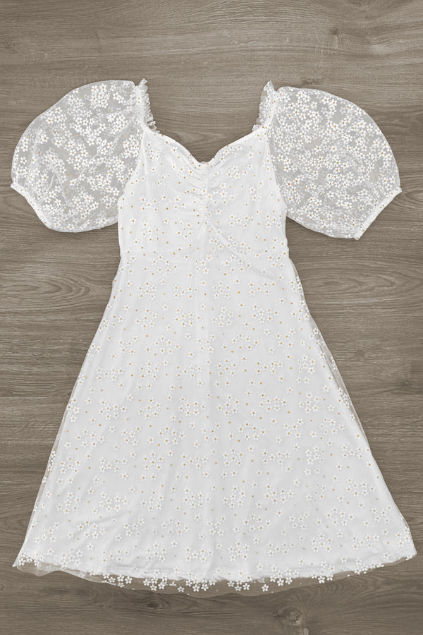 Mom & Me - White Glitter Daisy Tulle Dress | Sparkle in Pink