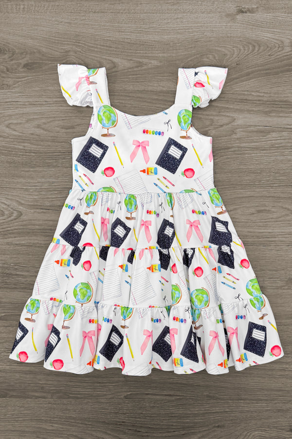 White School Supplies Tank Dress | Sparkle in Pink
