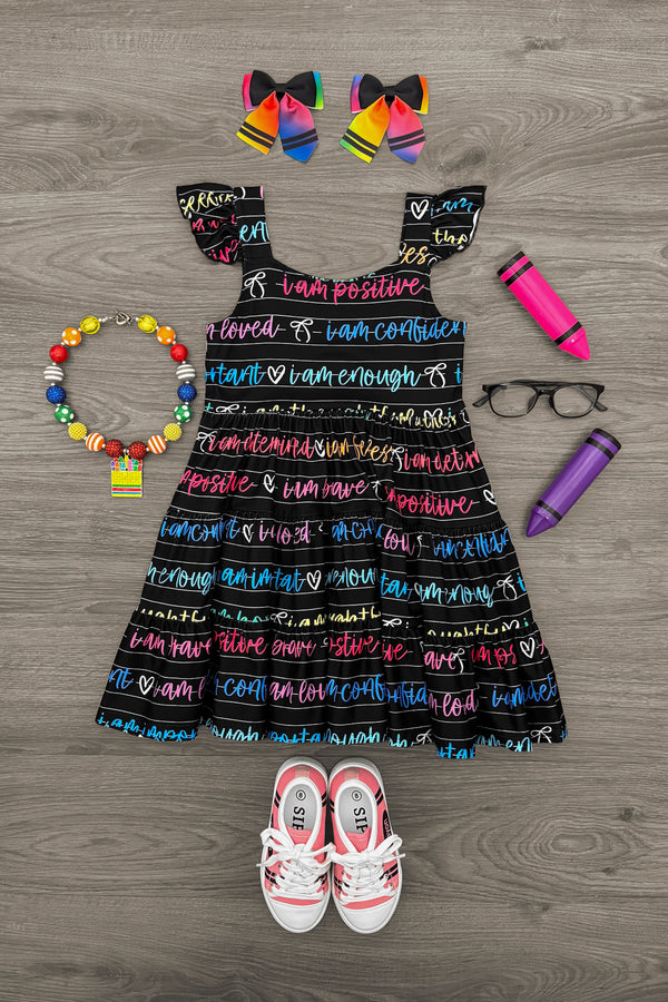 Affirmations Black Notebook Dress | Sparkle in Pink