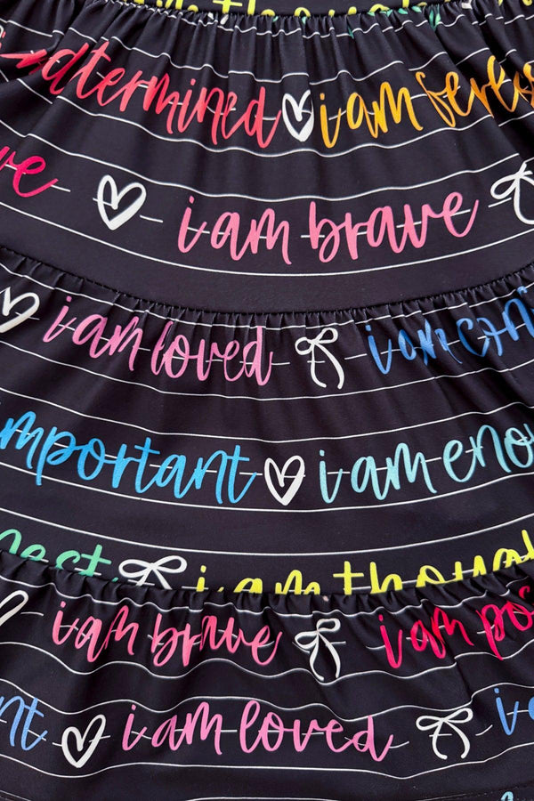 "I Am..." Black Notebook Dress | Sparkle in Pink