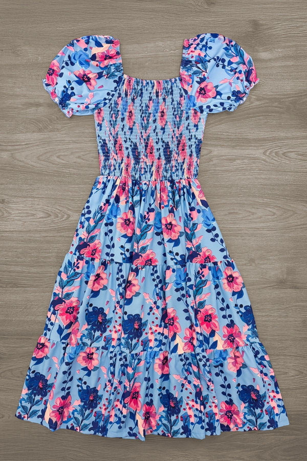 Mom & Me - Blue & Pink Floral Dress | Sparkle in Pink