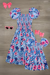 Mom & Me - Blue & Pink Floral Dress | Sparkle in Pink
