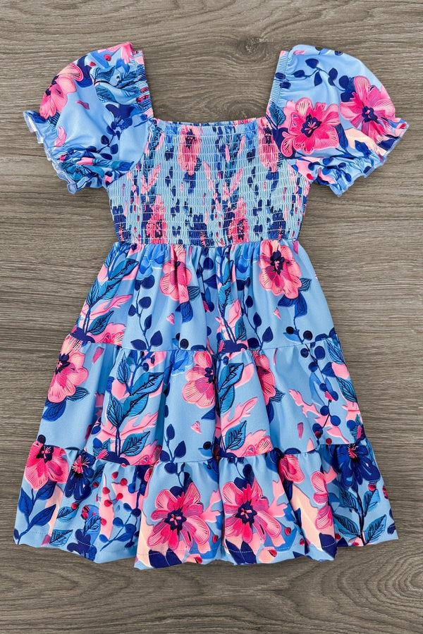 pink blue dress Andrea & Leo A1334 Long Formal Prom Floral The Dress Outlet Blue & Pink Floral Dress