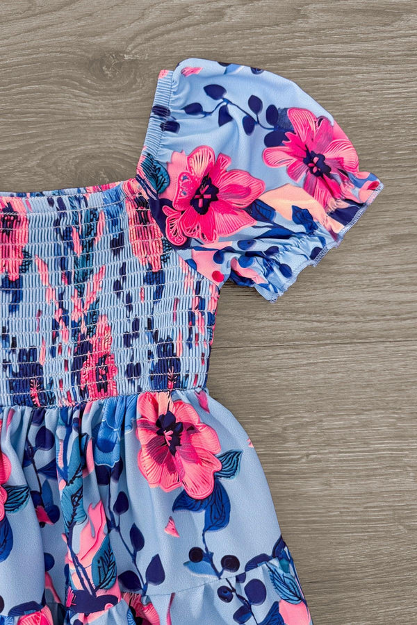 Blue & Pink Floral Dress | Matching Mom & Me Clothing Sparkle In Pink Blue & Pink Floral Dress | Matching Mom & Me Clothing Sparkle In Pink