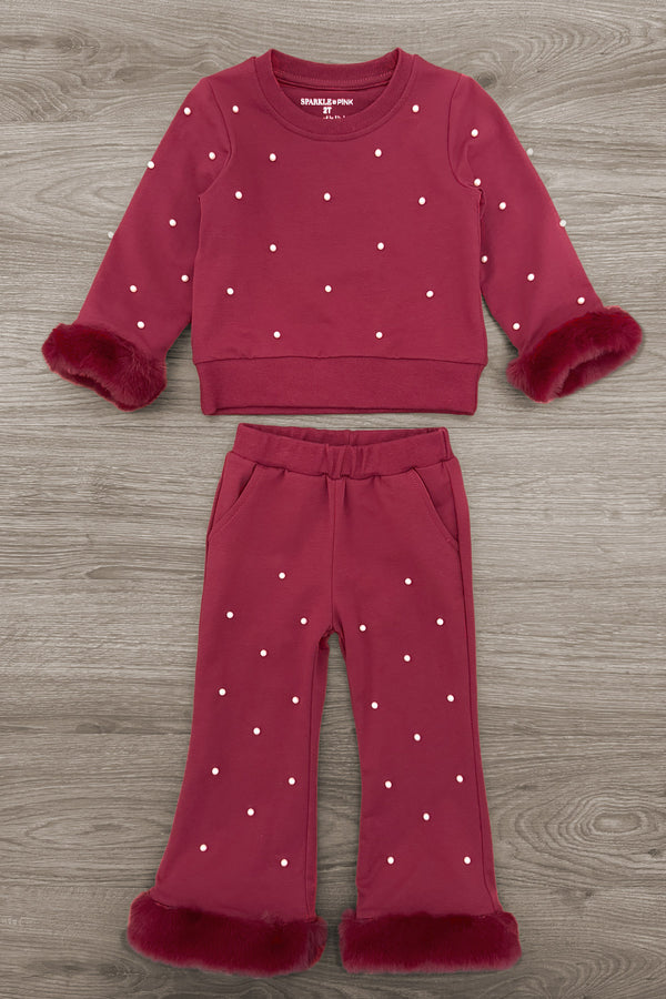 Fuzzy Pearl Flare Pant Set