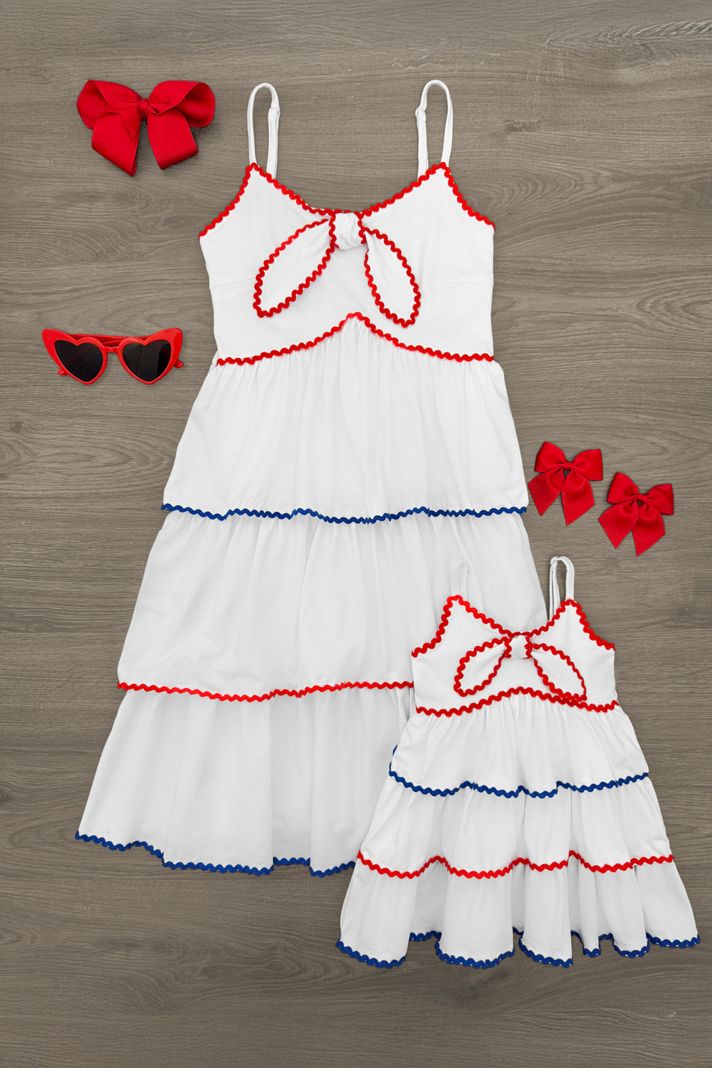 Mom & Me - Red White & Blue Tank Ruffle Dress | Sparkle in Pink