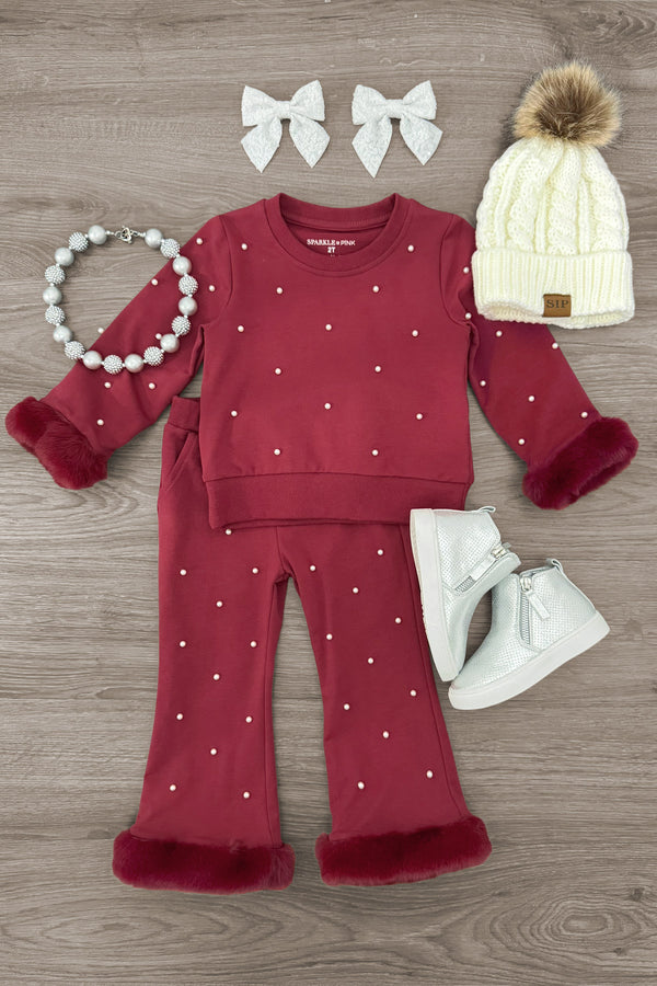 Fuzzy Pearl Flare Pant Set