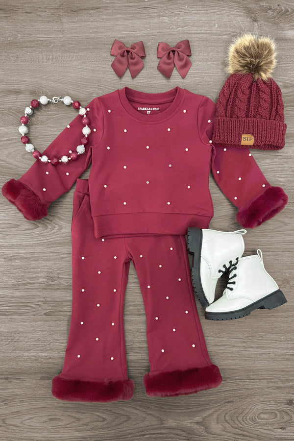 Fuzzy Pearl Flare Pant Set
