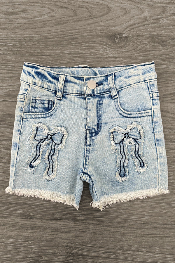 Patriotic Bow Denim Short Set | Sparkle in Pink