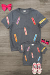 Mom & Me - Gray Corduroy Crayon Top | Sparkle in Pink