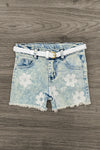 Checkered Flower Denim Short Set | Sparkle in Pink