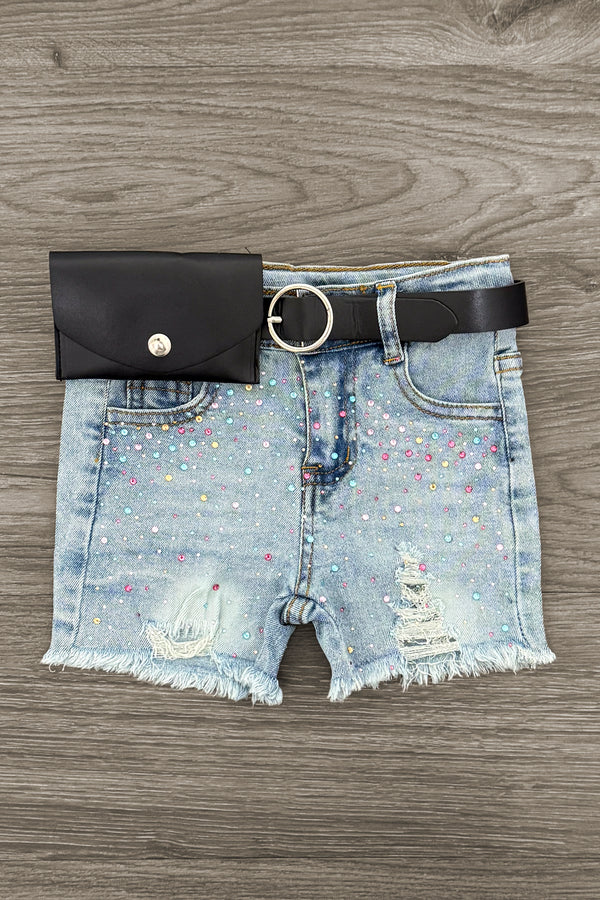 "Sassy Little Soul" Denim Short Set | Sparkle in Pink