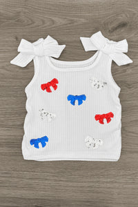 Patriotic Sequin Bow Denim Short Set