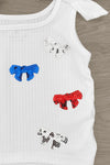 Patriotic Sequin Bow Denim Short Set | Sparkle in Pink