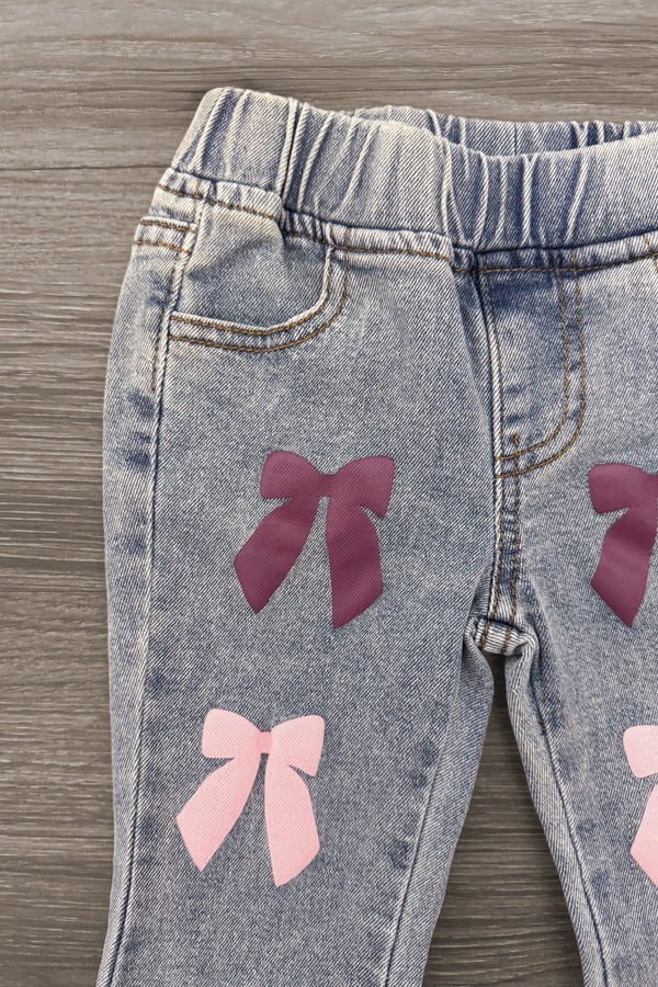 "Cozy Season" Denim Bow Pant Set
