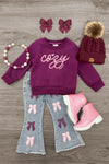 "Cozy Season" Denim Bow Pant Set