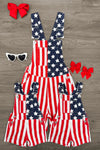 Mom & Kid - American Flag Denim Overalls | Sparkle in Pink